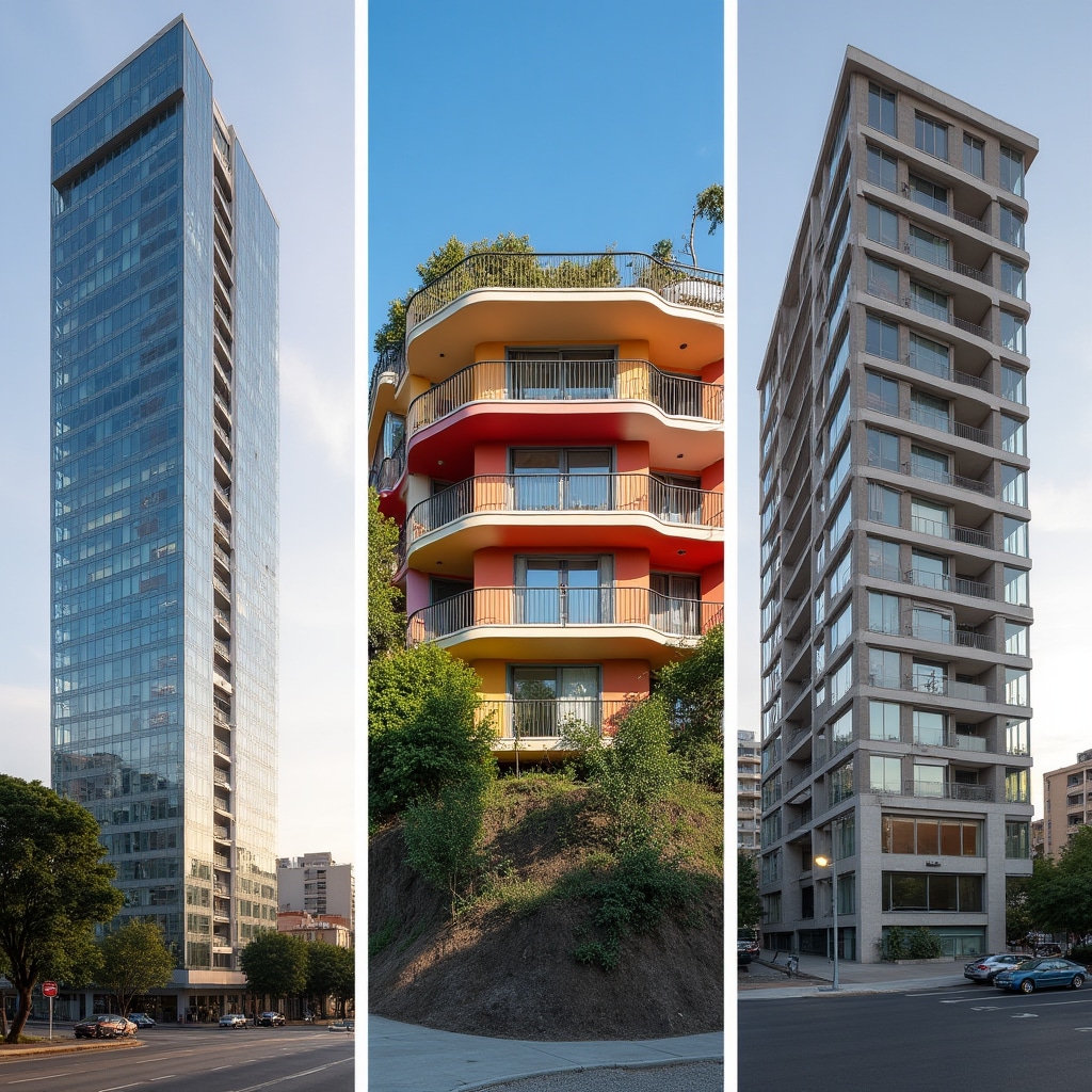 Different architectural styles and building types across Chilean regions